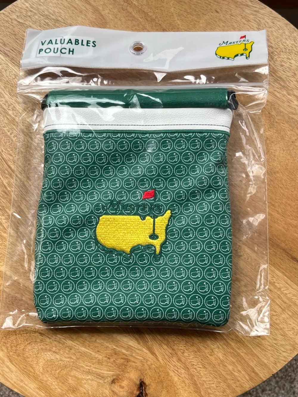 Masters Green Pouch with Yellow Logo and Red Flag